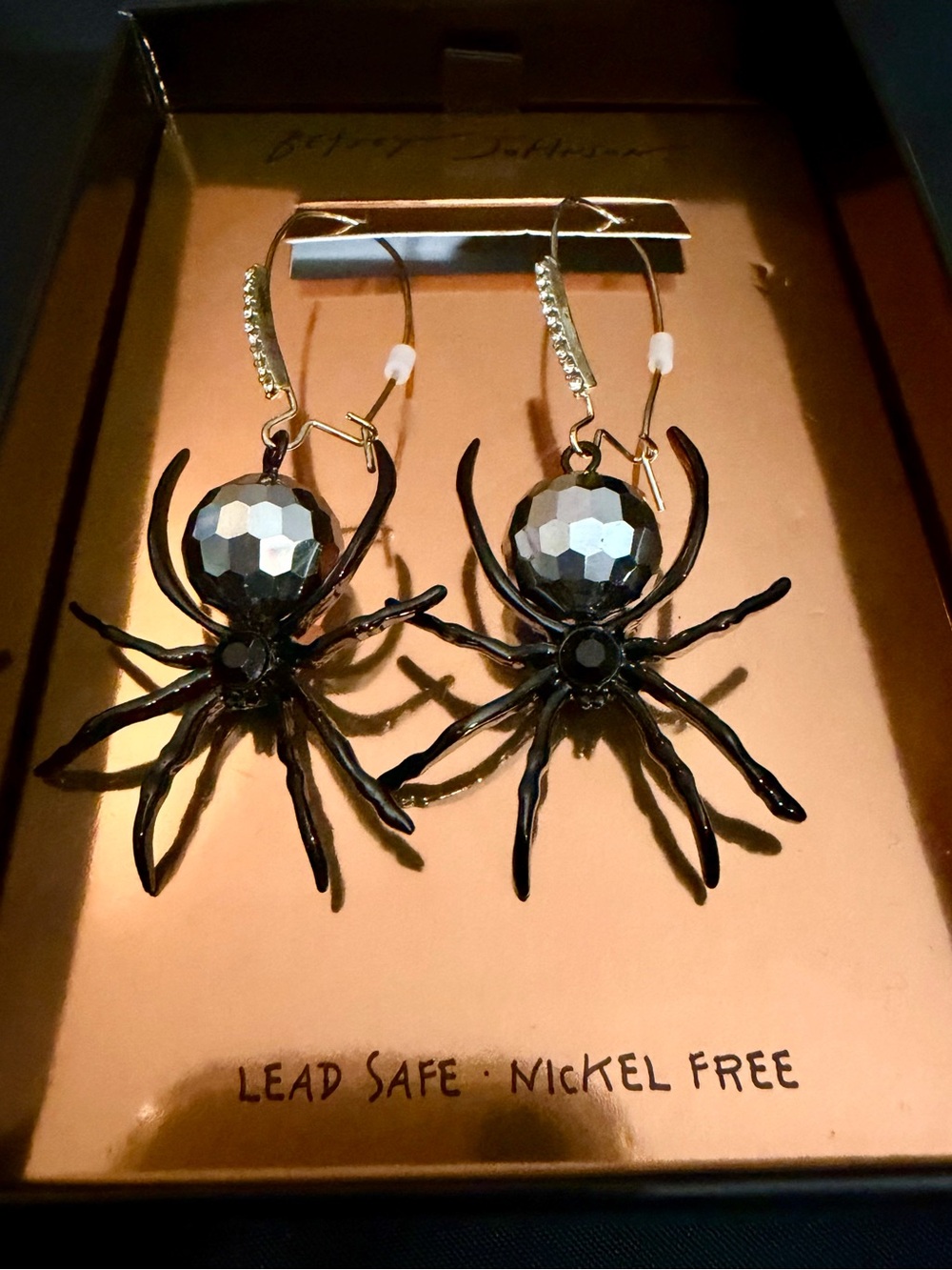 Betsey Johnson Black Spider Drop Earrings